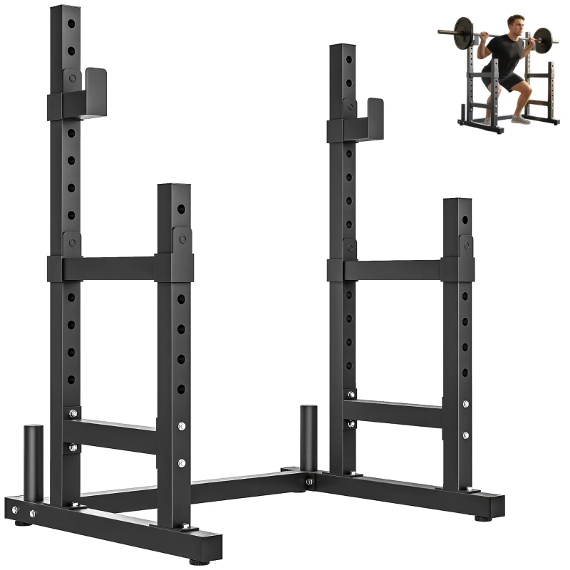 Soozier Adjustable Squat Rack, 660lbs Multi-Functional Bench Press Rack for Weight Lifting Home Gym Strength Training, Black
