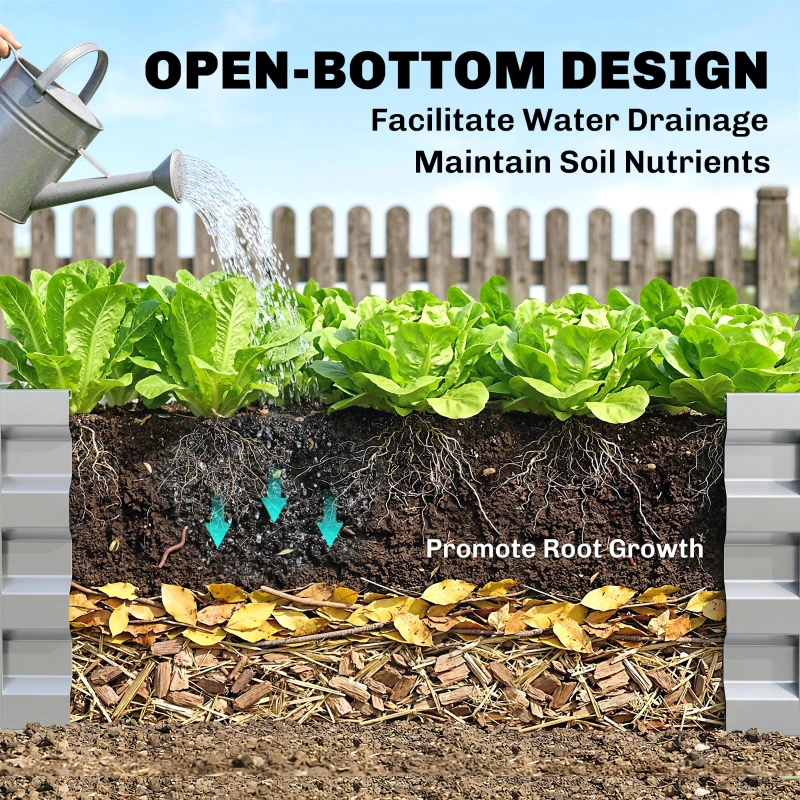 Outsunny 4' x 4' x 1' Galvanized Raised Garden Bed, Metal Garden Box with Open Bottom, Easy Assembly Outdoor Planter Box for Vegetables Flowers Herbs, Silver