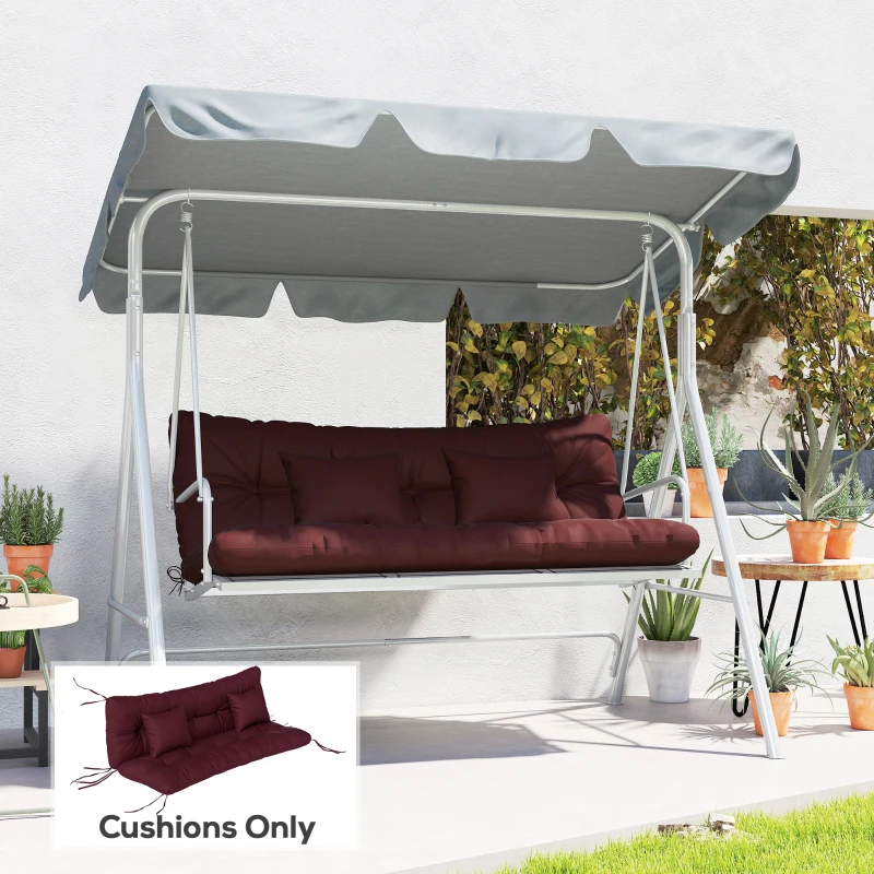 Outsunny 4-Piece Back and Seat Cushion Pillows Replacement and Pillows, Patio Chair Cushions Set with Ties, Wine Red