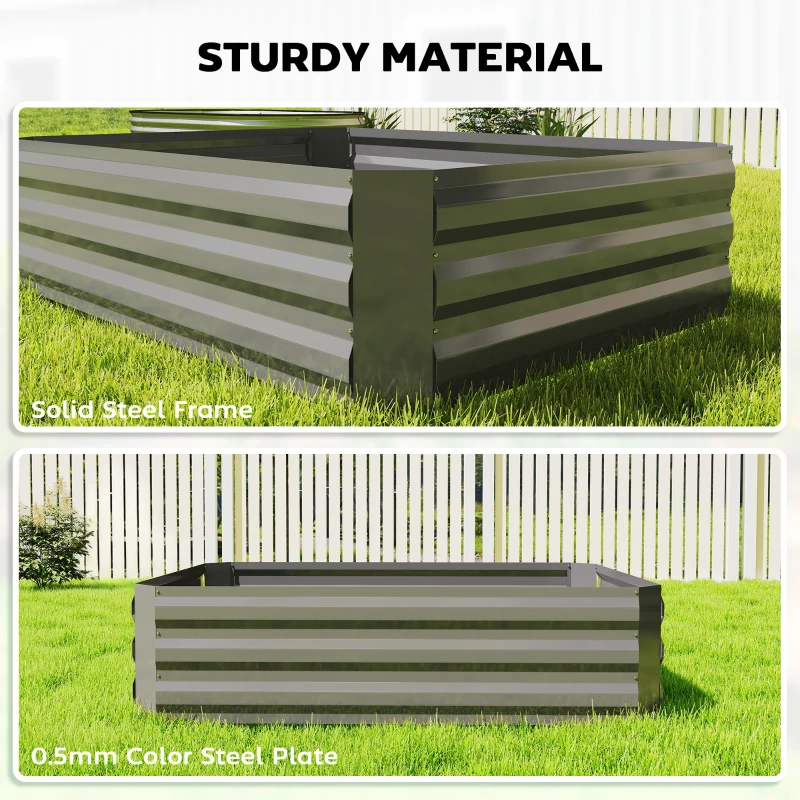 Outsunny 4 x 3ft Raised Garden Bed with Mini Greenhouse, Galvanized Raised Garden Bed with Cover, Clear and Dark Gray