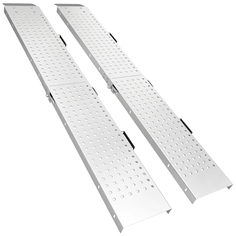 HOMCOM Folding Loading Ramps, 2 PCS 70.9" x 10" Motorcycle ATV Trailer Truck Ramps with 880 lb Total Capacity, Handles, Silver