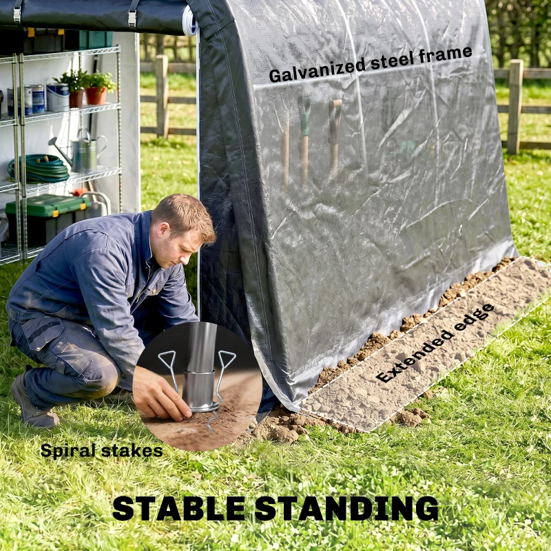 Outsunny 10' x 10' Outdoor Storage Tent, Heavy Duty and Waterproof Portable Shed for Bike, Motorcycle & Garden Tools