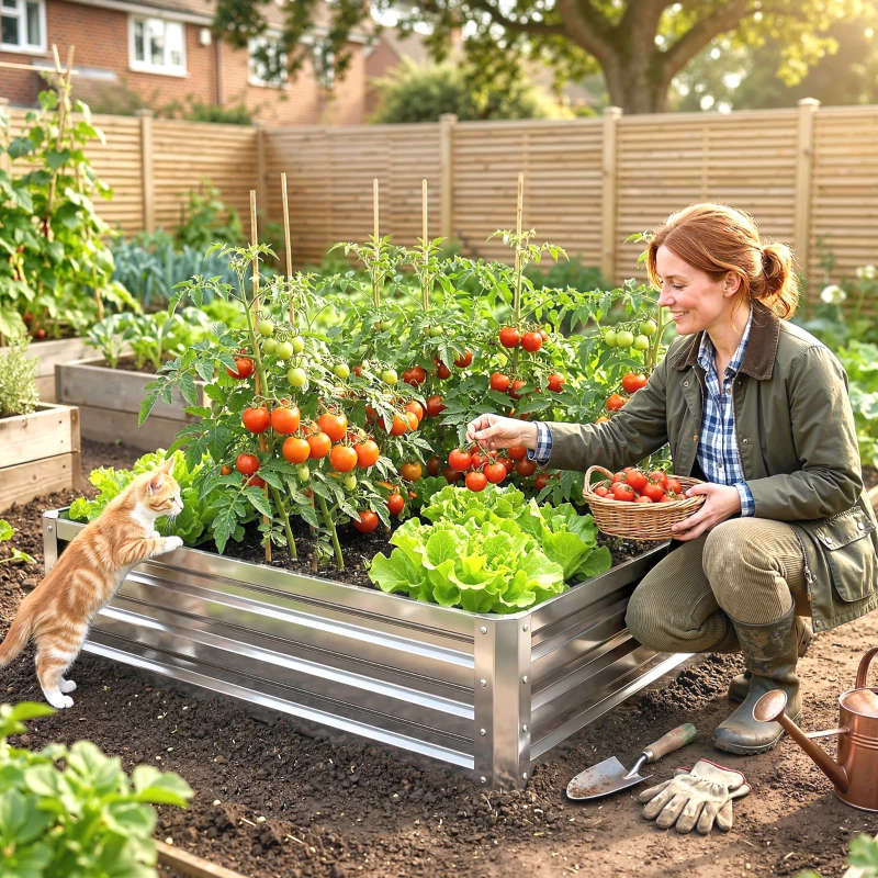 Outsunny 4' x 4' x 1' Galvanized Raised Garden Bed, Metal Garden Box with Open Bottom, Easy Assembly Outdoor Planter Box for Vegetables Flowers Herbs, Silver