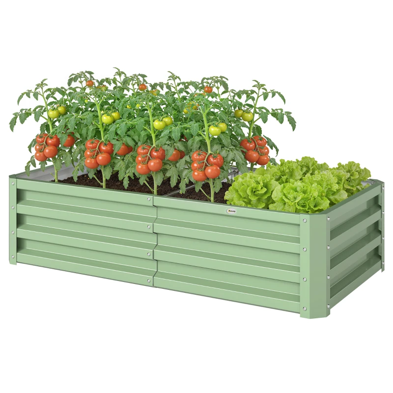 Outsunny Galvanized Raised Garden Bed, Outdoor Planter Box for Vegetables, Flowers, Herbs, 4' x 2' x 1', Light Green