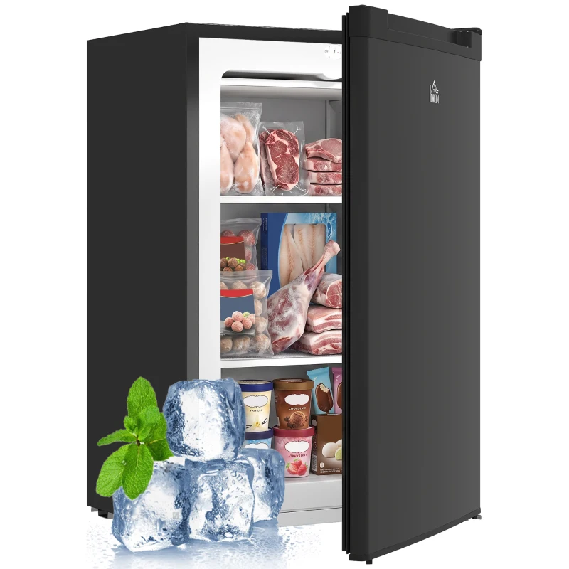 HOMCOM Upright Freezer, 3 Cu Ft Small Freezer with Reversible Single Door, Adjustable Thermostat for Home, Apartment, Black