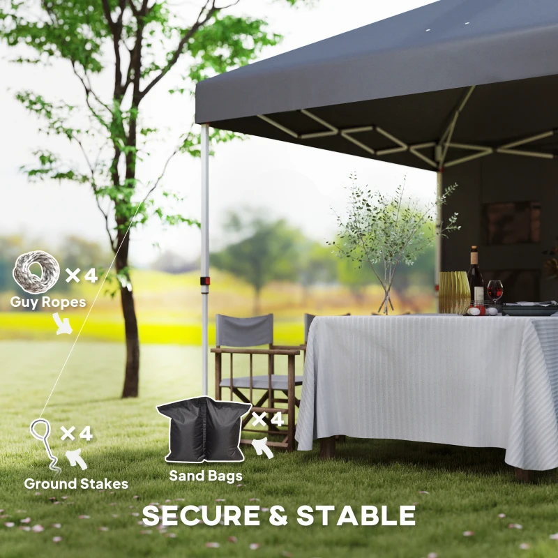 Outsunny 10' x 10' Pop Up Canopy Tent w/ Sidewall, UPF50+ Height Adjustable Instant Sun Shelter w/ Storage Pockets, Dark Gray