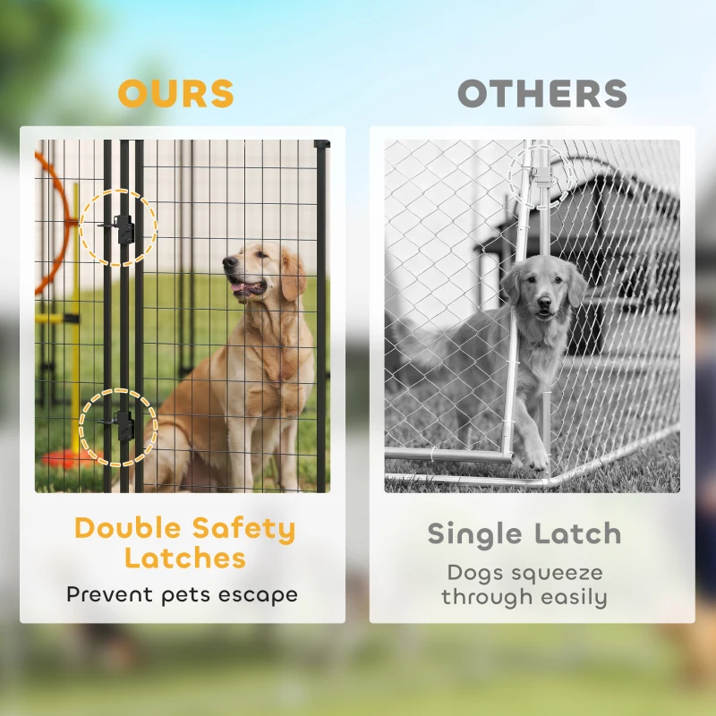 PawHut Outdoor Dog Kennel with Roof, 8' x 8' x 6' Heavy Duty Welded Wire Dog Playpen Enclosure with Escape-proof Lock