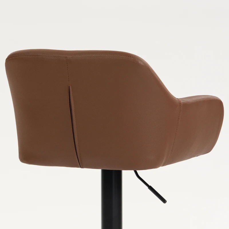 HOMCOM Bar Stools PU Leather Adjustable Swivel Barstools Backrest Counter Chairs Set of 2 Brown