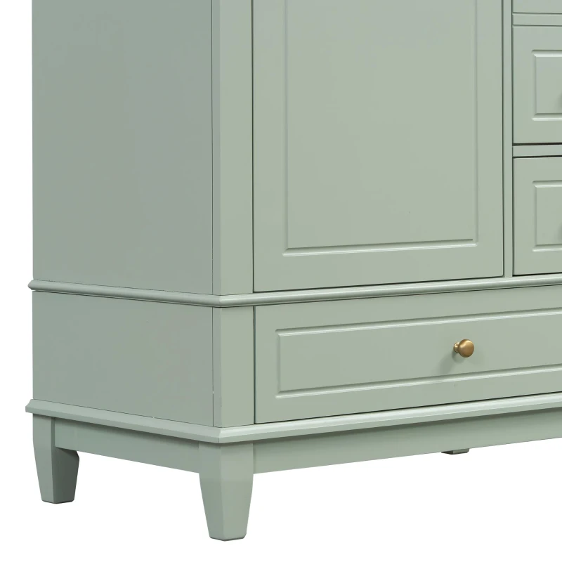 Stylish Bathroom Vanity with Easy-Clean Ceramic Sink, Ideal Cabinet for Modern Bathrooms, 30" L x 18.5" W x 33.5" H, Light Green