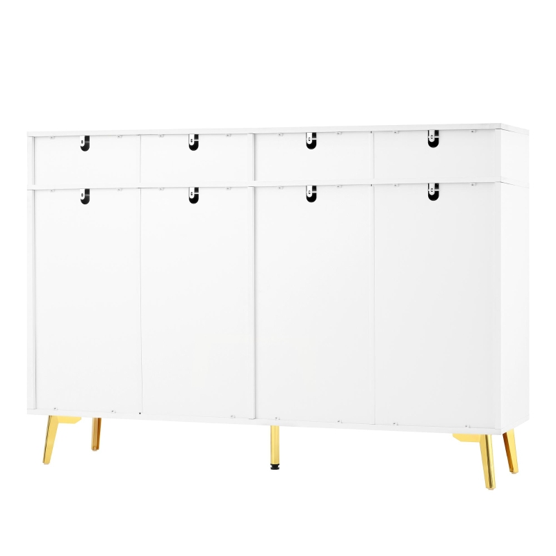 Spacious Sideboard with Adjustable Shelves, Versatile Storage Cabinet for Living and Dining Rooms, 47" L x 15" W x 32.5" H, White