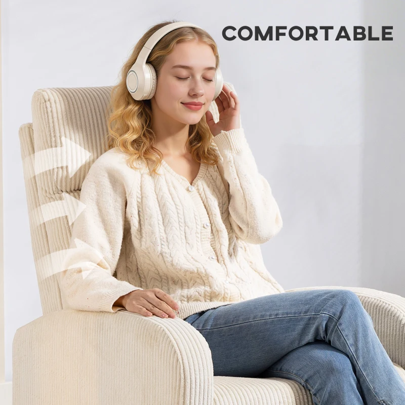 HOMCOM Fabric Recliner Chair Manual Home Theater Seating Single Reclining Sofa Chair with Padded Seat for Living Room, Beige