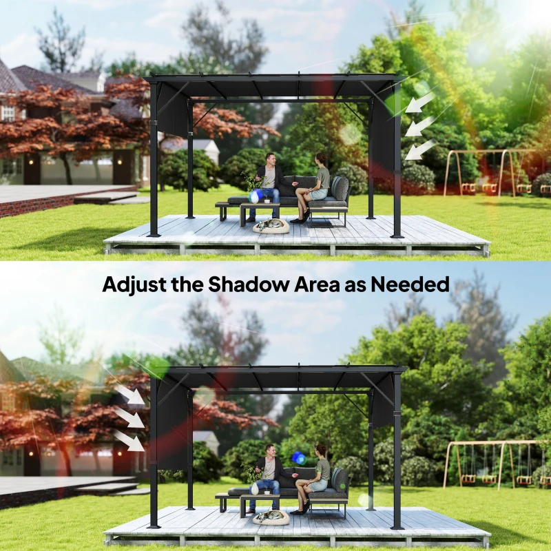 Outsunny 2 Pcs UV Protection Pergola Replacement Canopy, Pergola Shade Cover, Easy to Install, for 10' x 10' Pergola, Black