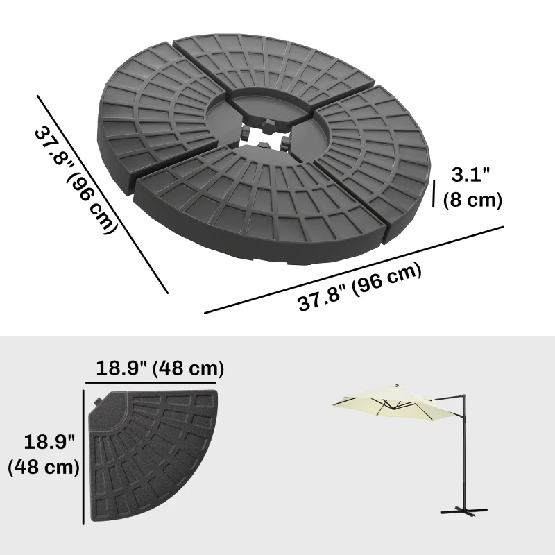 Outsunny Set of 4 Umbrella Base Weights Outdoor Parasol Holder for Cross Base Portable