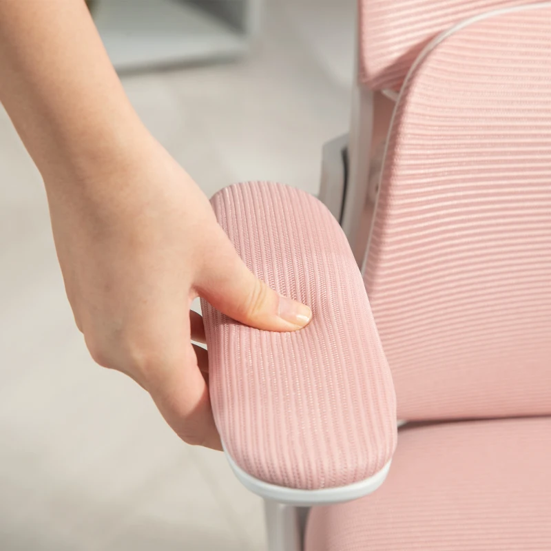 Vinsetto High Back Office Chair, Mesh Computer Desk Chair with Rotatable Headrest, Lumbar Back Support, Adjustable Height, Pink
