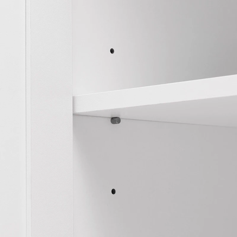 Multi-functional Storage Cabinet with Adjustable and Fixed Shelves, Tall Organizer Cabinet for Bathroom and Office, 23.5'' L x 17'' W x 71'' H, White