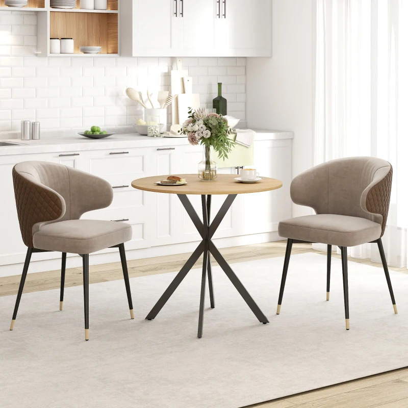 HOMCOM 31.5" Industrial Round Dining Table - White Oak