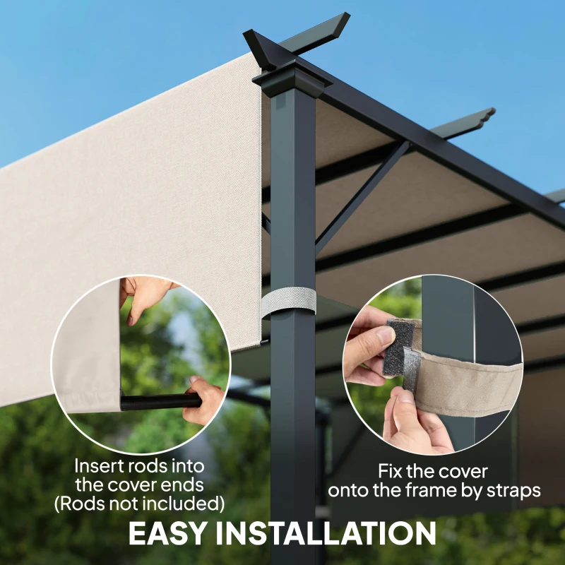 Outsunny 2 Pcs UV Protection Pergola Replacement Canopy, Pergola Shade Cover, Easy to Install, for 10' x 10' Pergola, Khaki