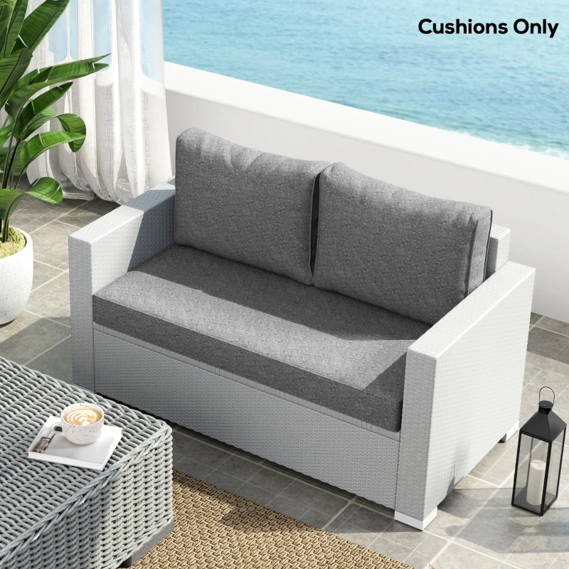 Outsunny 2 Seater Outdoor Seat Cushions with Backrest, Loveseat Double Sofa Outdoor Furniture Cushions, Grey
