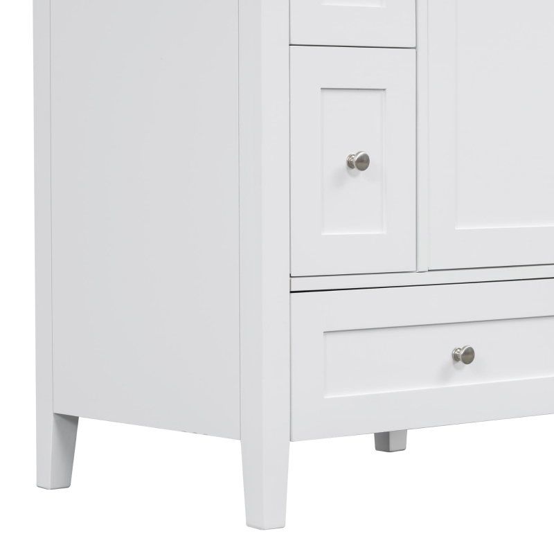 Ample Bathroom Vanity with 2 Upper Drawers and Removable Bottom Drawer, Ideal Cabinet for Small Bathrooms, 24" L x 18.5" W x 34" H, White