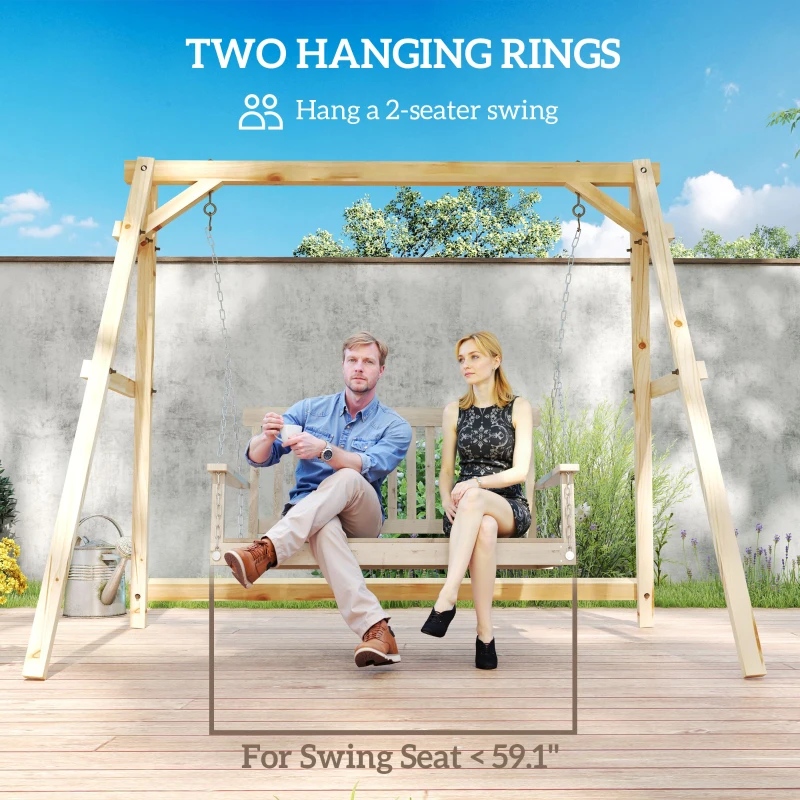Outsunny 770lbs Porch Swing Frame, Heavy Duty A-Frame Hanging Chair Stand Only with Reinforced Bars for Porch, Garden, Backyard