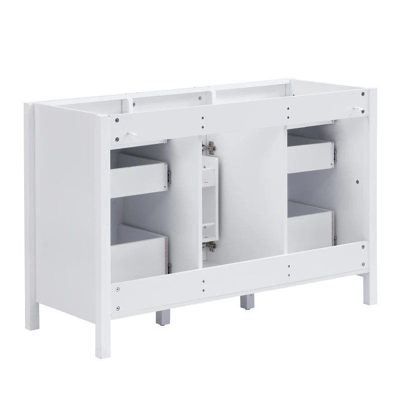 47-inch Bathroom Vanity Cabinet Base with Door-Mounted Dual-Tier Racks, Soft CloseVanity- Cabinet for Busy Households, 46.5'' L x 19'' W x 31.5'' H, White
