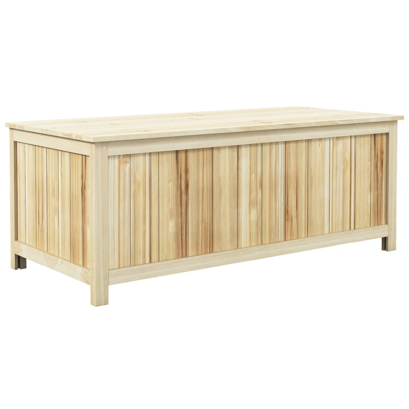 Outsunny 45 Gallon Wooden Storage Box patio Deck Box Bench, Garden Backyard Outdoor Storage Container, Natural