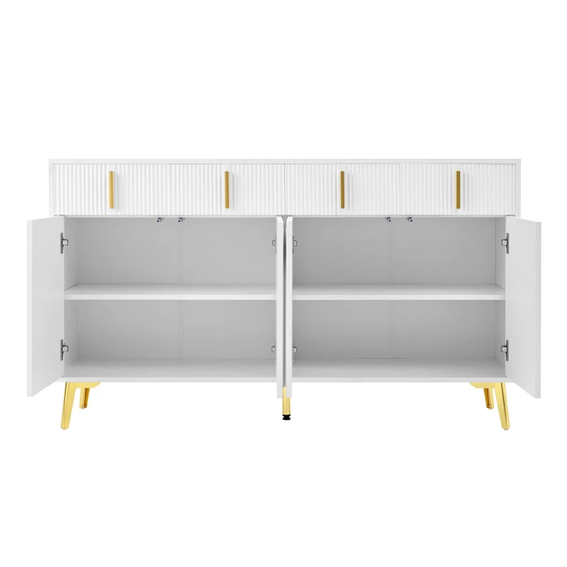 Spacious Sideboard with Adjustable Shelves, Versatile Storage Cabinet for Living and Dining Rooms, 47" L x 15" W x 32.5" H, White