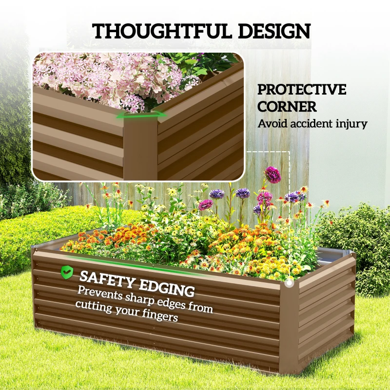 Outsunny 6' x 3' x 2' Raised Garden Bed, Galvanized Planter Box for Growing Flowers, Herbs and Vegetables, Brown