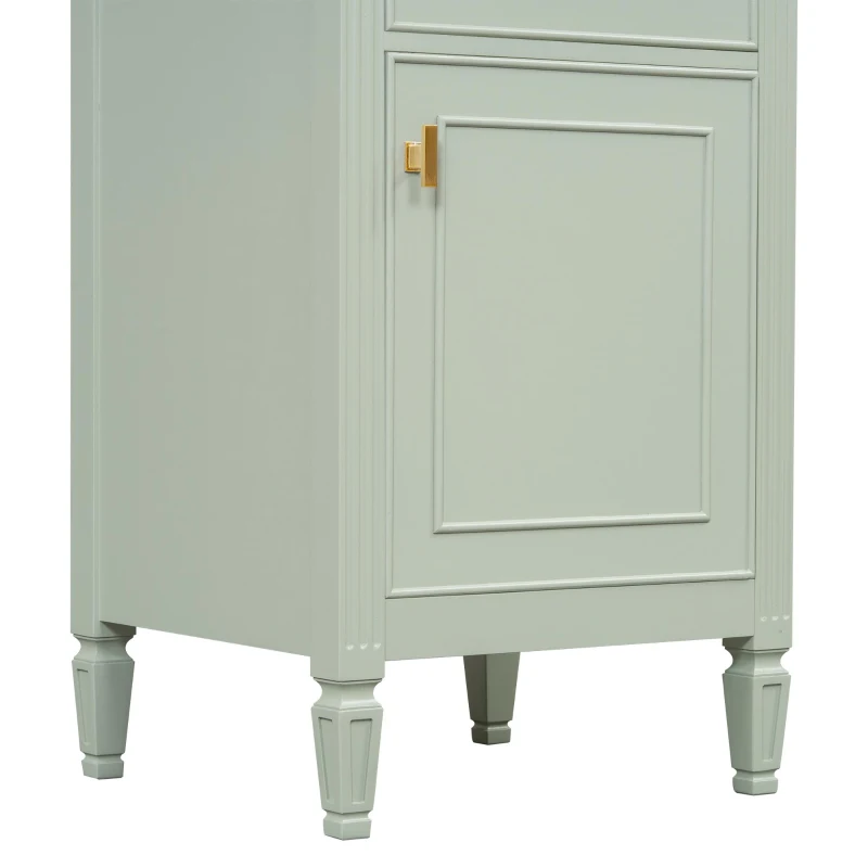 Functional Bathroom Vanity with Ceramic Sink and Tip-Out Top Drawer, Perfect Cabinet for Compact Bathrooms, 20" L x 18.5" W x 33.5" H, Green