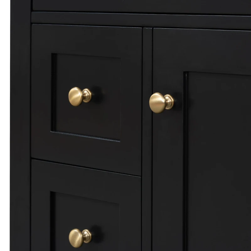 Double Bathroom Vanities with Tip-Out Top Drawer and 3 Pull-Out Drawers, Stylish Cabinets with Freestanding Design, 48" L x 18.5" W x 34" H, Black