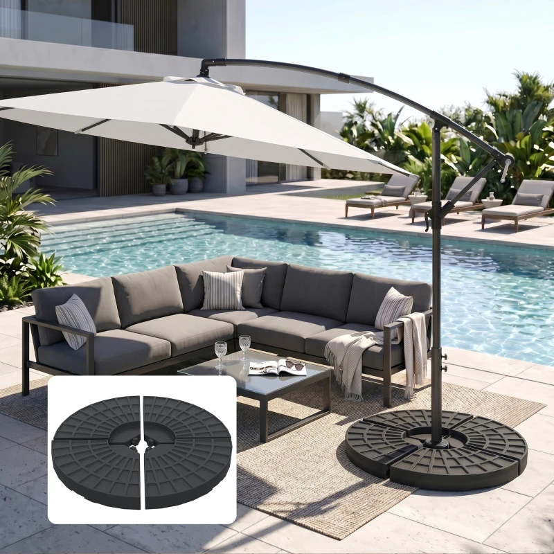 Outsunny Set of 4 Umbrella Base Weights Outdoor Parasol Holder for Cross Base Portable