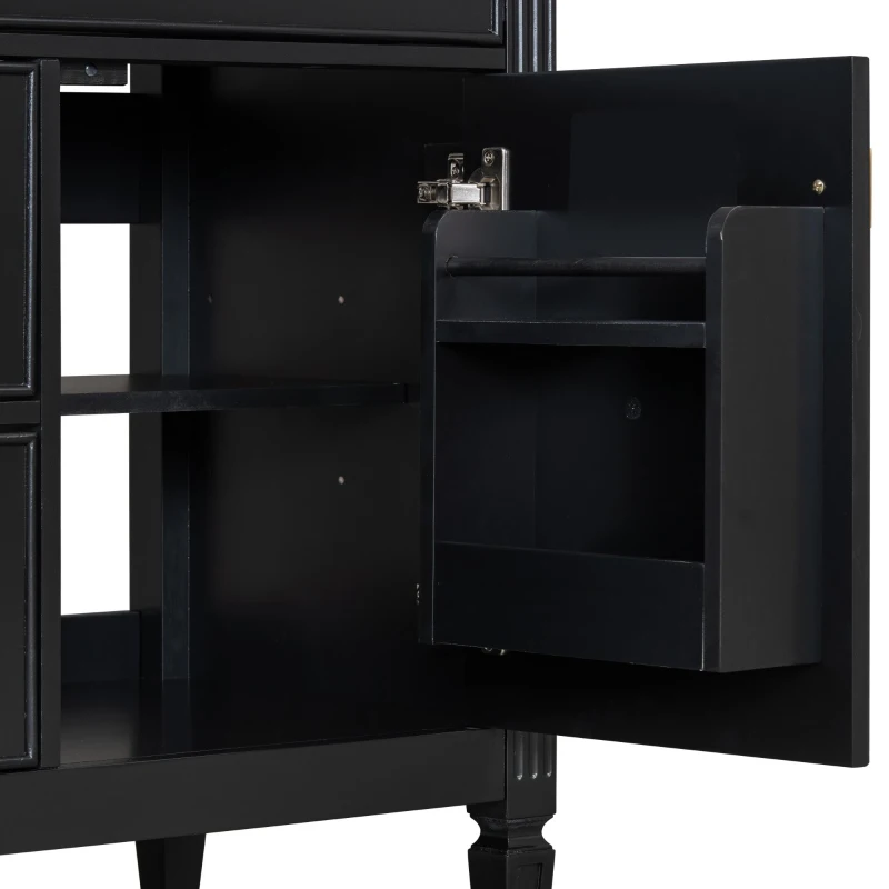 Spacious Vanity with Tip-Out Top Drawer and 2 Left-Side Drawers, Ideal Cabinet for Small-To-Medium Bathrooms, 30" L x 18.5" W x 33.5" H, Black