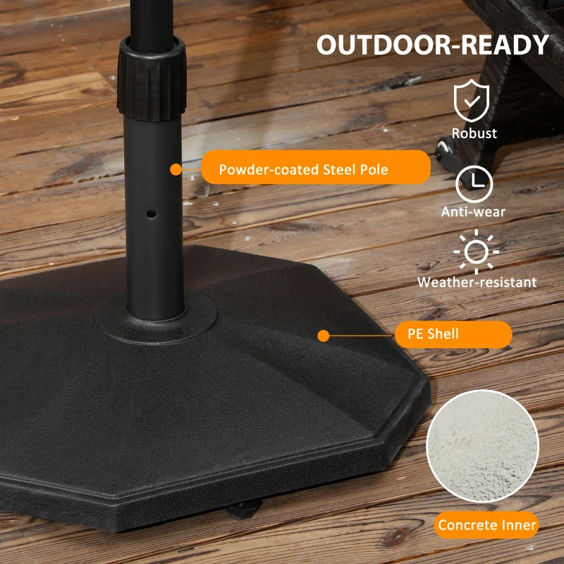 Outsunny 48lbs Concrete Square Patio Umbrella Base Weight, Outdoor Umbrella Stand Holder for Lawn, Deck, Backyard, Garden, Black