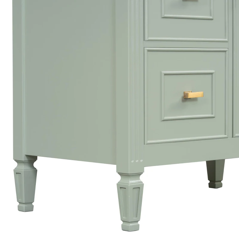 Spacious Vanity with Tip-Out Top Drawer and 2 Left-Side Drawers, Ideal Cabinet for Small-To-Medium Bathrooms, 30" L x 18.5" W x 33.5" H, Green