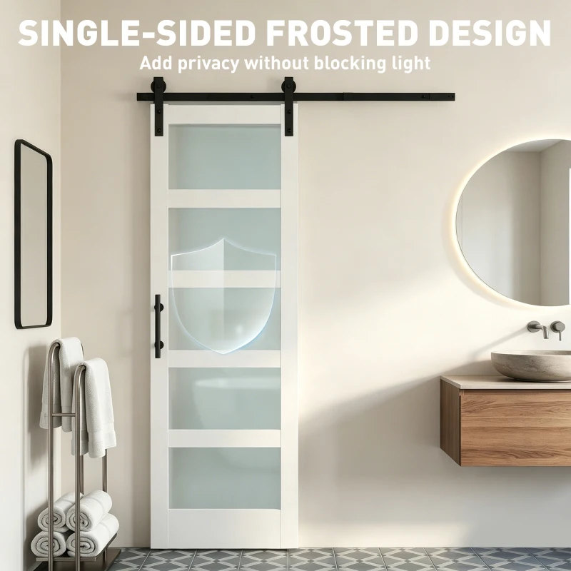 HOMCOM Sliding Door, 28" x 84" Sliding Barn Door with Hardware Kit Included & Handle, PVC Surface, White