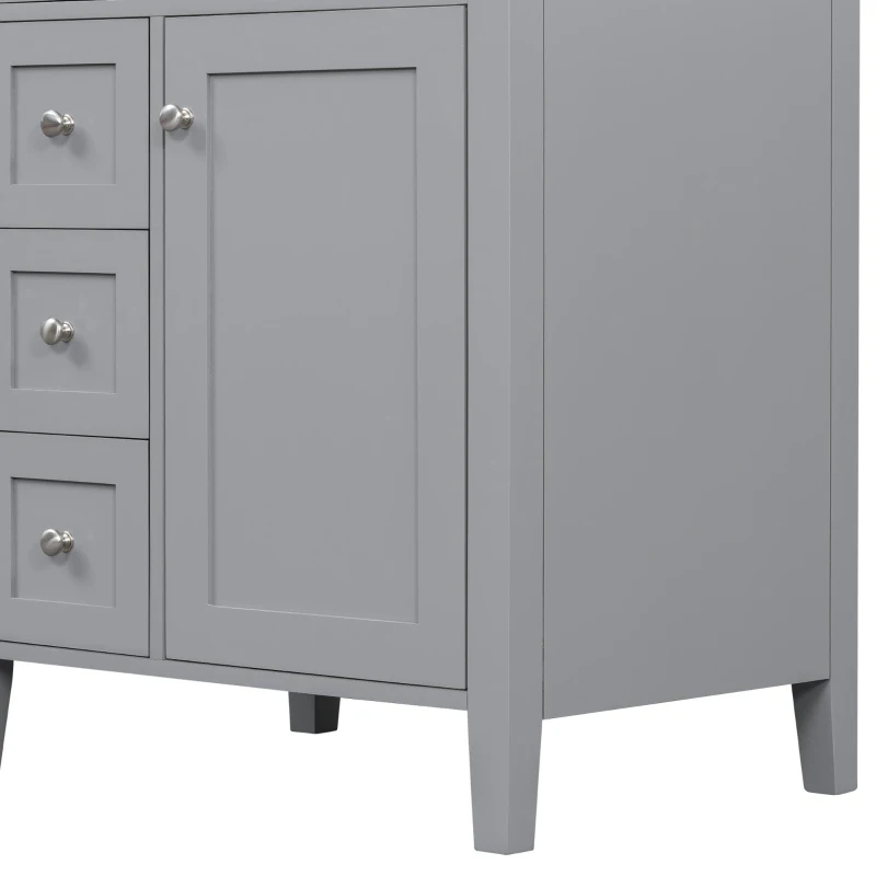 Double Bathroom Vanities with Tip-Out Top Drawer and 3 Pull-Out Drawers, Stylish Cabinets with Freestanding Design, 48" L x 18.5" W x 34" H, Gray