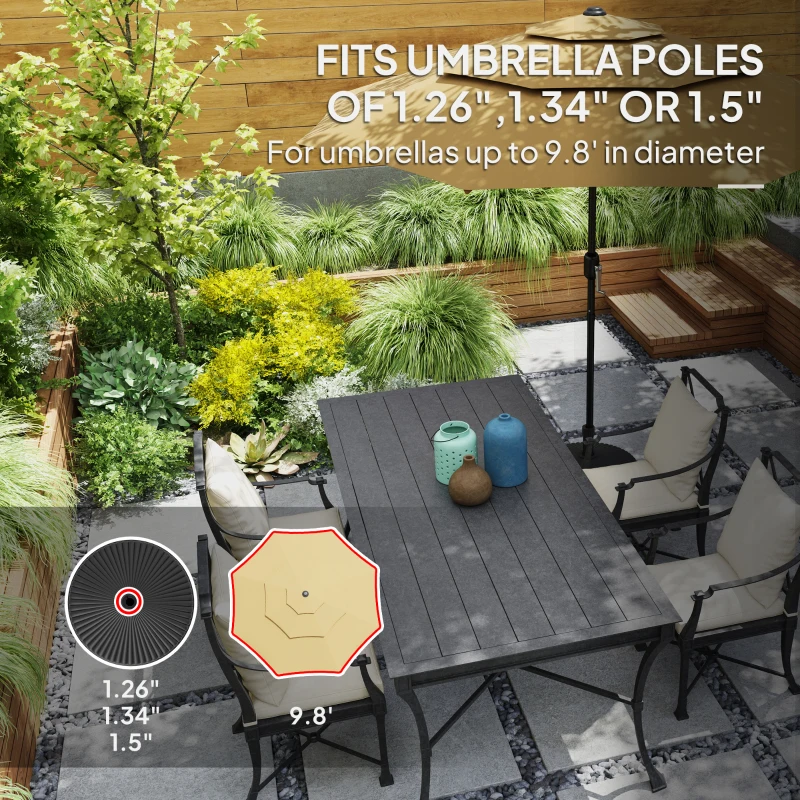 Outsunny Round Patio Umbrella Base Holder, Heavy Duty Outdoor Umbrella Stand Base, Filled Up to 62lbs with Sand or 51lbs with Water for Garden, Poolside, Black