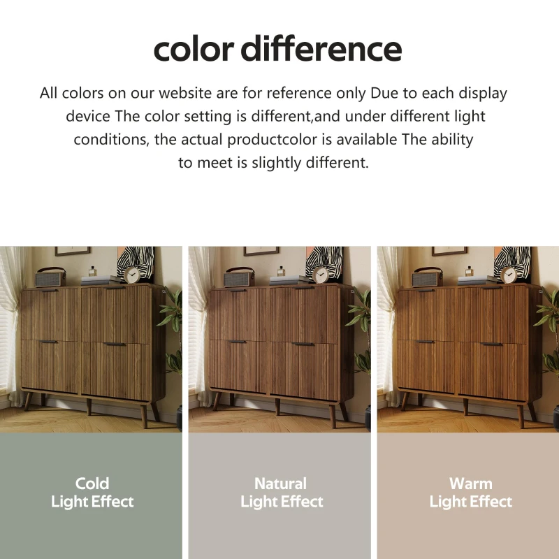 Modern Shoe Cabinet with Solid Tapered Wood Legs, Walnut Shoe Organizer with Double-Tier Storage, 41.5'' L x 9.5'' W x 36'' H, Walnut