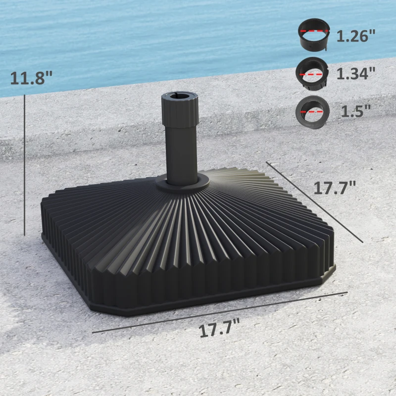 Outsunny Square Patio Umbrella Base Holder, Heavy Duty Outdoor Umbrella Stand Base, Filled Up to 42lbs with Sand or 33lbs with Water for Garden, Poolside, Black
