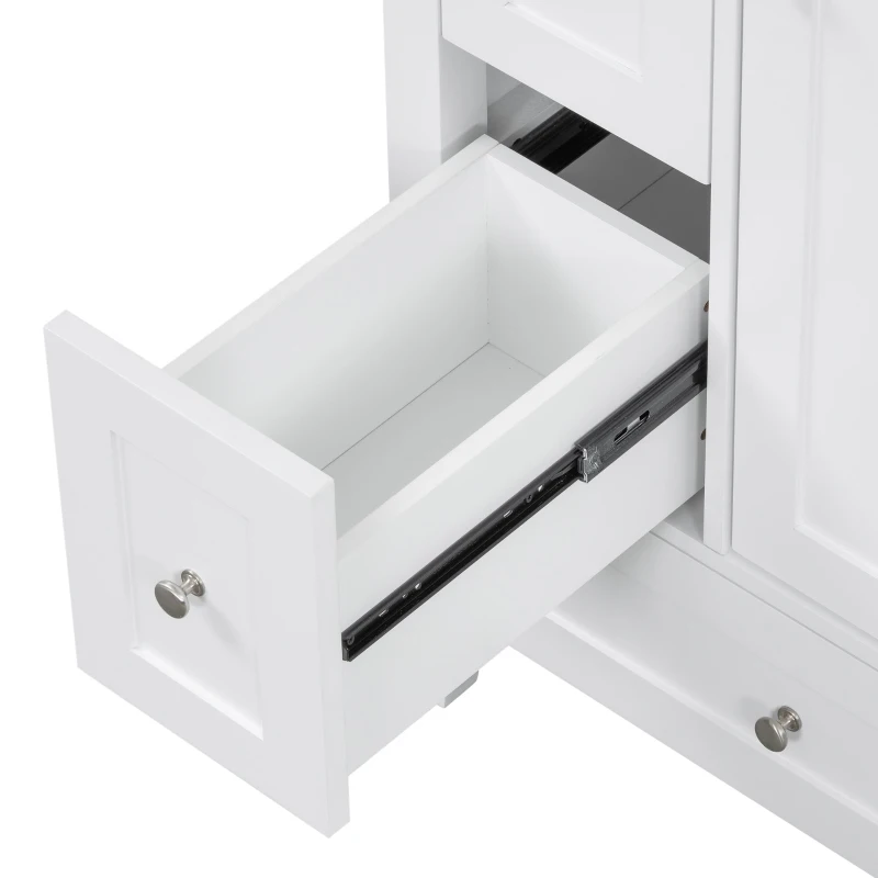 Ample Bathroom Vanity with 2 Upper Drawers and Removable Bottom Drawer, Ideal Cabinet for Small Bathrooms, 24" L x 18.5" W x 34" H, White