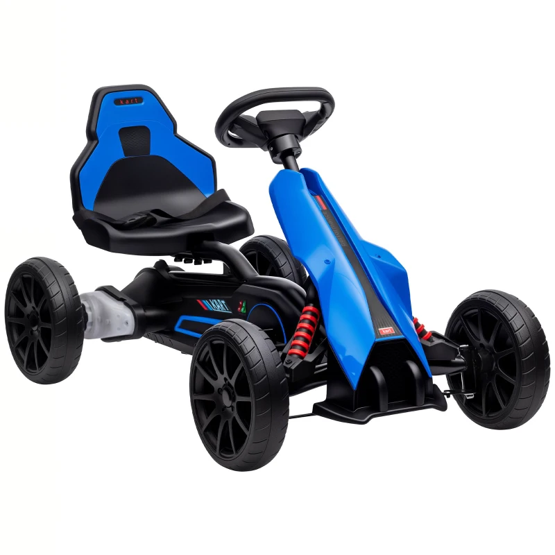 Aosom 12V Electric Go Kart for Kids, Ride On Toy with EVA Tires, 2 Speeds, Adjustable Seat, Safety Belt for 3-8 Years, Blue