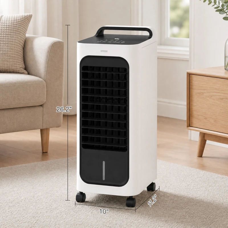 HOMCOM Room Air Cooler with Ice Packs, Ice Cooling Fan Water Humidifier Unit with Remote, Timer, Oscillating