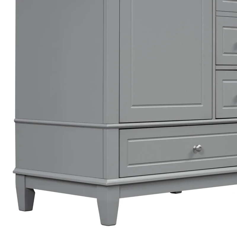 Stylish Bathroom Vanity with Easy-Clean Ceramic Sink and 3 Pre-Drilled Holes, Ideal Cabinet for Modern Bathrooms, 30" L x 18.5" W x 33.5" H, Gray