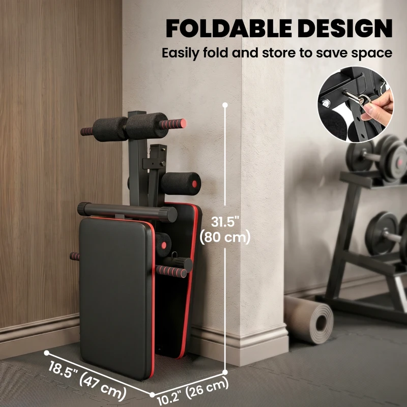 Soozier Foldable Sit Up Bench Core Workout for Home Gym Black