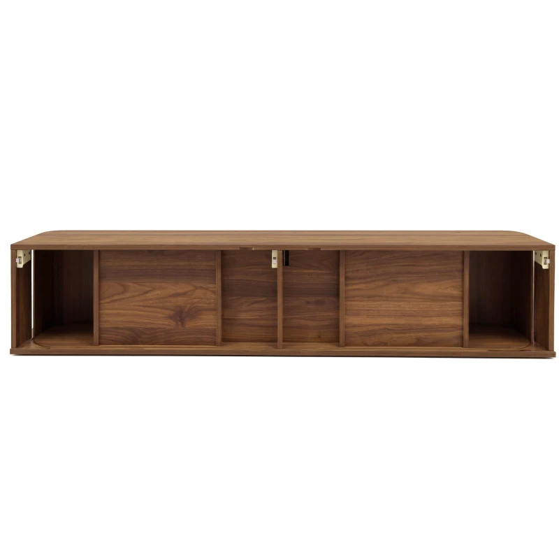 Wall-Mount Floating TV Cabinet with Built-In Cable Management, Sleek Modern Wooden Media Console with Open Shelves, 69'' L x 12'' W x 12'' H, Walnut