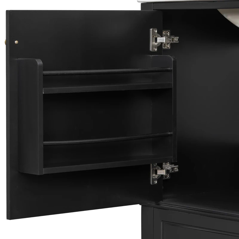 Spacious Bathroom Vanity with 3 Drawers and One-Door Cabinet, Freestanding Cabinet for Small Bathrooms, 36" L x 18.5" W x 33.5" H, Black