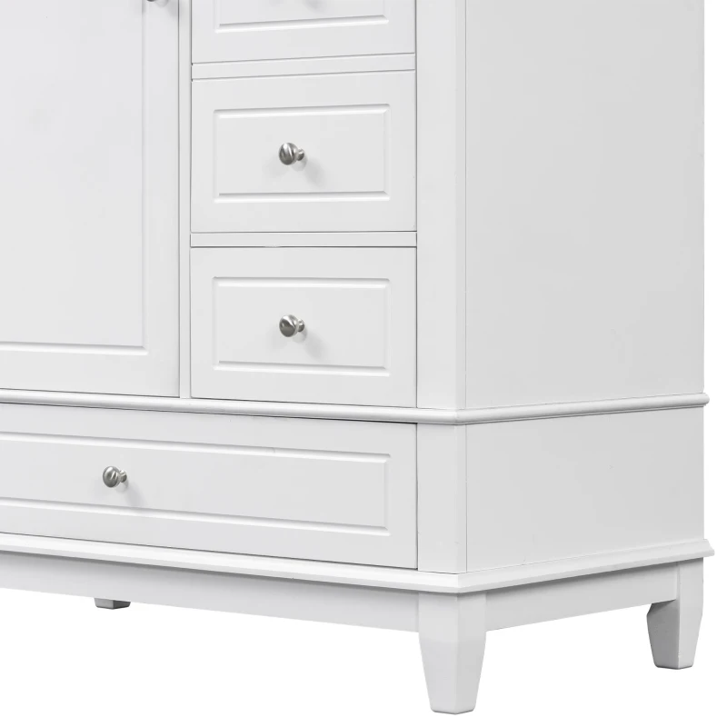 Spacious Bathroom Vanity with 3 Drawers and One-Door Cabinet, Freestanding Cabinet for Small Bathrooms, 36" L x 18.5" W x 33.5" H, White