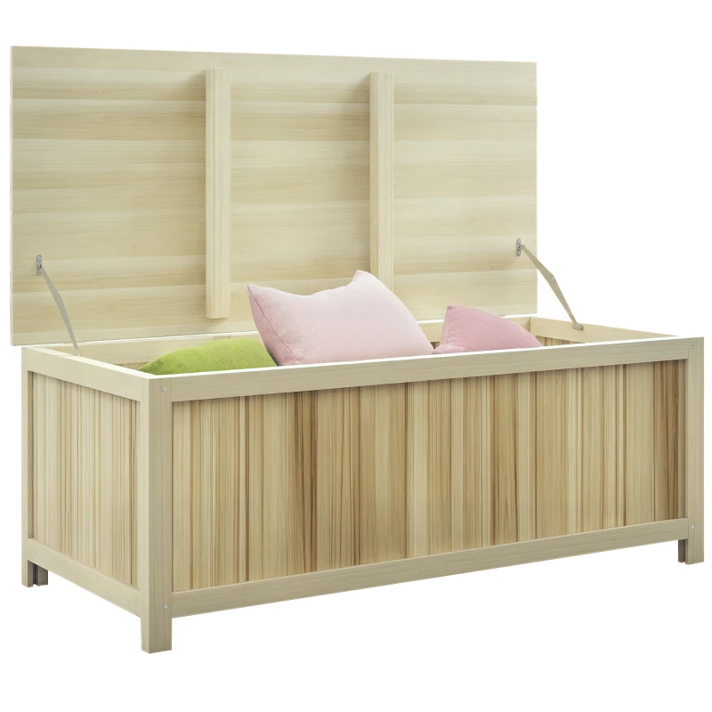 Outsunny 45 Gallon Wooden Storage Box patio Deck Box Bench, Garden Backyard Outdoor Storage Container, Natural