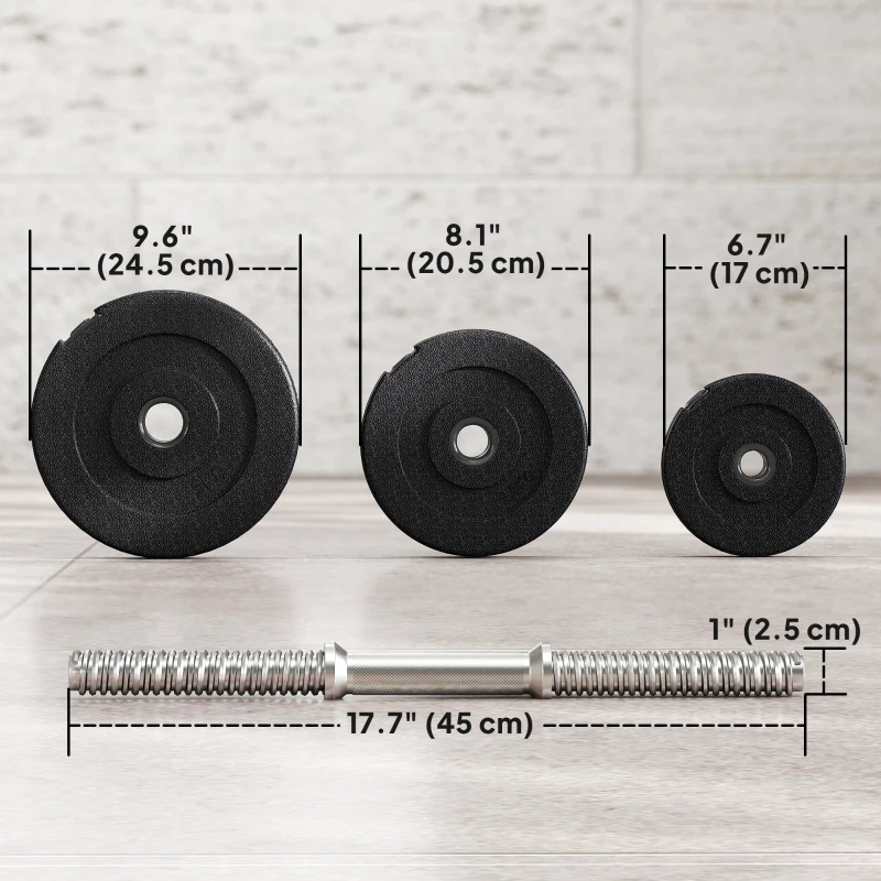 Soozier Adjustable 2 x 44lbs Weight Dumbbell Set for Weight Fitness Training Exercise Fitness Home Gym Equipment, Black (Pair)