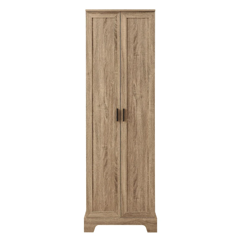 Multi-functional Storage Cabinet with Adjustable and Fixed Shelves, Tall Organizer Cabinet for Bathroom and Office, 23.5'' L x 17'' W x 71'' H, Brown